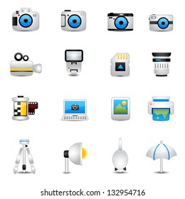 Camera Icons and Camera Accessories white