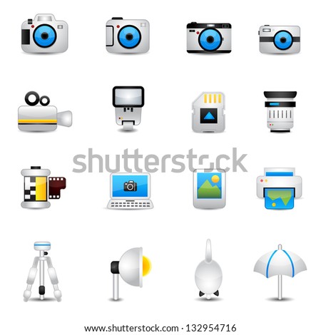 Camera Icons and Camera Accessories white
