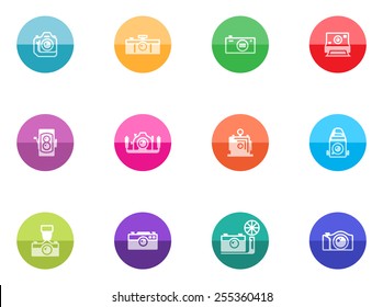 Camera icons in color circles.