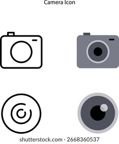 Camera icons in a different style, flat illustration of a vector icon on a white background.
