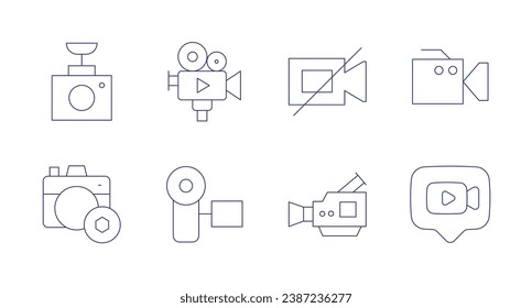 Camera icons. Editable stroke. Containing video camera, video chat, video recorder, photography.