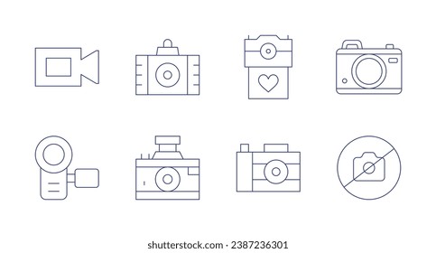 Camera icons. Editable stroke. Containing video, camera, no camera, photo.