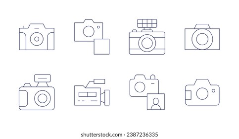 Camera icons. Editable stroke. Containing photo camera, video camera.