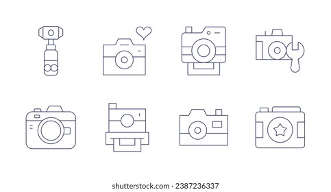 Camera icons. Editable stroke. Containing pocket camera, photo camera, camera.