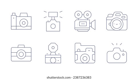 Camera icons. Editable stroke. Containing photo, camera flash, camera, video.