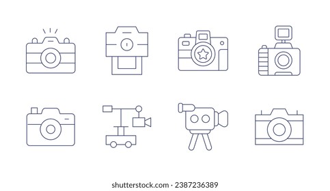 Camera icons. Editable stroke. Containing photo camera, camera crane, camera.