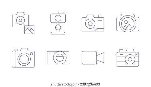 Camera icons. Editable stroke. Containing digital camera, camera, photo camera, video.