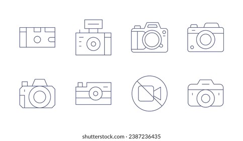 Camera icons. Editable stroke. Containing camera, no recording, photo camera, disposable camera.