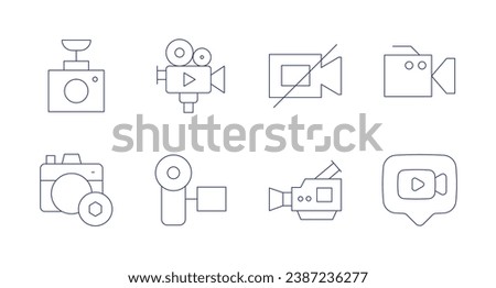 Camera icons. Editable stroke. Containing video camera, video chat, video recorder, photography.