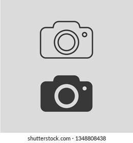 Camera icons. Flat and line icons isolated on white. Vector