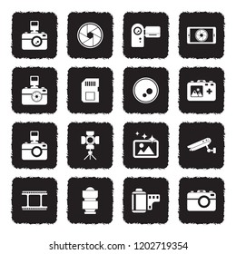 Camera Icons. Grunge Black Flat Design. Vector Illustration. 