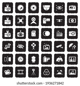 Camera Icons. Grunge Black Flat Design. Vector Illustration.