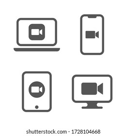 Videokamera-Icons flache, runde Button-Set-Illustration-Design. EPS 10