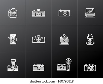 Camera icons in metallic style