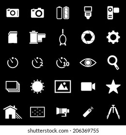 Camera icons on black background, stock vector