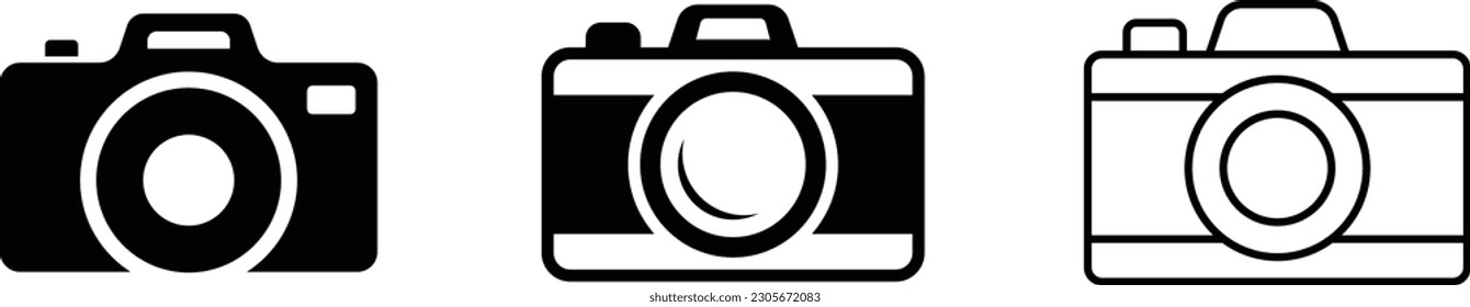 Iconos de cámara sobre fondo blanco. Ilustración vectorial.
