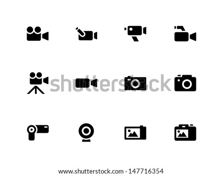 Camera icons on white background. Vector illustration. Сток-фото © 