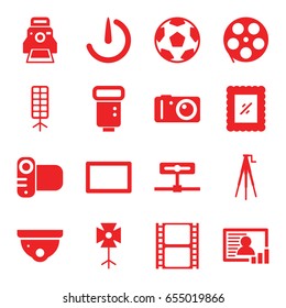 Camera icons set. set of 16 camera filled icons such as movie tape, soft box, burst