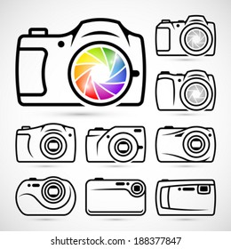 Camera icons set.