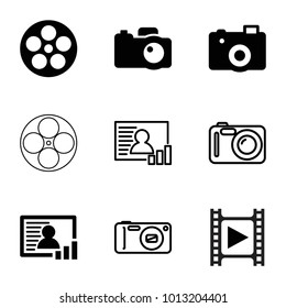 Camera icons. set of 9 editable filled and outline camera icons such as photo