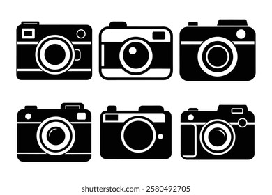 camera icons set in black color simple and clean vector illustration on a white background.
