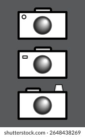 Camera icons set, black and white