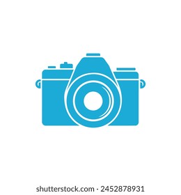 Camera icons set, blue and pink version, isolated on white background.