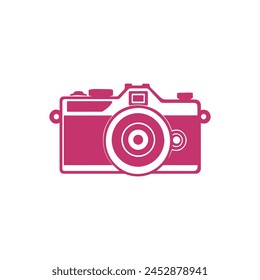 Camera icons set, blue and pink version, isolated on white background.