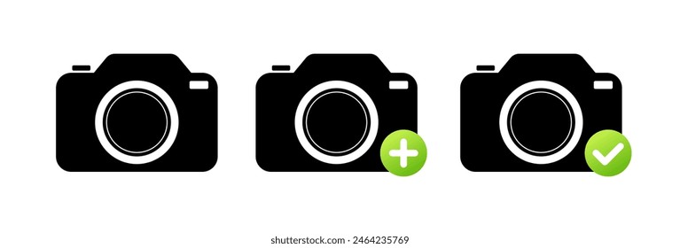 Conjunto de iconos de cámara. Botones de cámara. Estilo de silueta. Iconos vectoriales