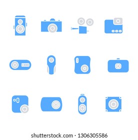 Camera icons set flat style - Flat camera icons set - on a white background