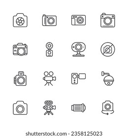 iconos de la cámara aislados en la ilustración del vector de fondo blanco