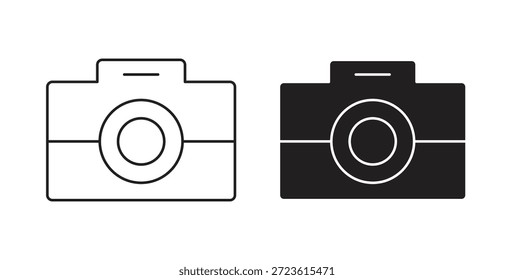 Ícones da câmera definidos isolados na ilustração de vetor plano de fundo branco.