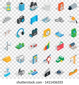 Camera icons set. Isometric style of 36 camera vector icons for web for any design