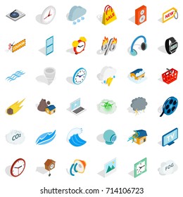 Camera icons set. Isometric style of 36 camera vector icons for web isolated on white background