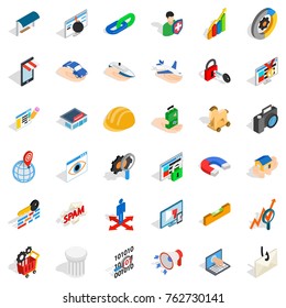 Camera icons set. Isometric style of 36 camera vector icons for web isolated on white background