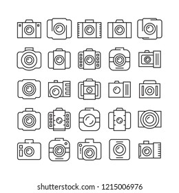 camera icons set, line design