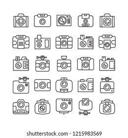 camera icons set, line design