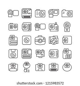 camera icons set, line design