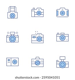 Camera icons set. Line Duotone style, editable stroke. camera, photo camera.