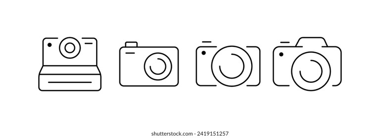 Camera icons set. Linear style. Vector icons
