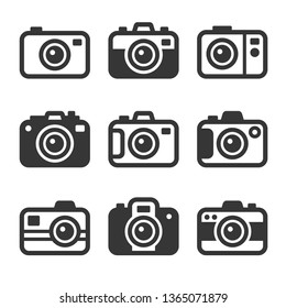 Camera Icons Set on White Background. Vector