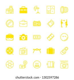 camera icons set with photo camera hand drawn toy, angry and wide angle len vector set