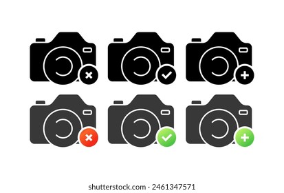 Camera Icons Set. Shooting Indicator. Silhouette Style. Vector icons