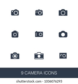 Camera icons set. Simple design glyph signs. Camera symbol template. Universal style icon, can be used for web and mobile UI