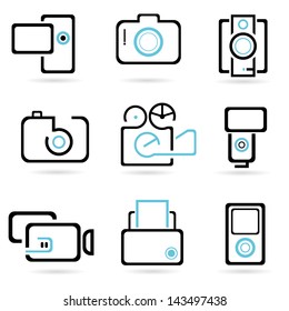 camera icons set, vector