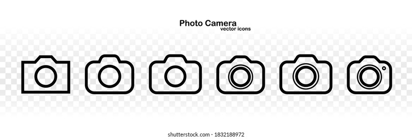 Camera icons set vector. Photo camera icons isolated. Icons for apps and websites with the ability to change the thickness of the lines. Vector illustration