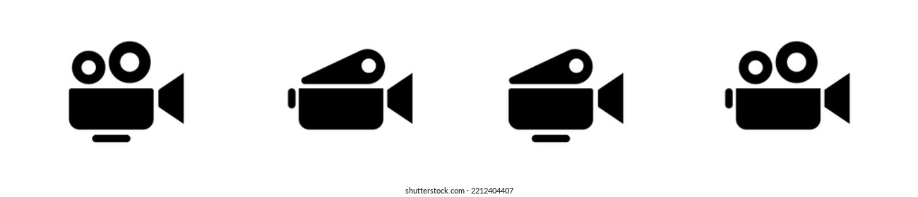 Juego de iconos de cámara. Conjunto de colección de cámaras de vídeo. Película, película, tv, símbolo de video - vector de stock.	