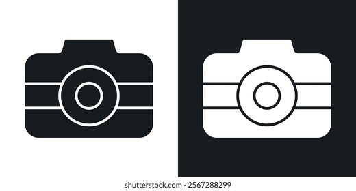 Camera icons in solid black and white colors