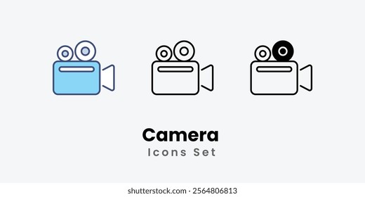 Camera Icons thin line and glyph vector icon stock illustration