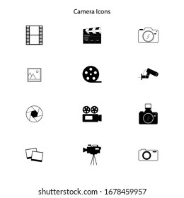 Camera Icons Vector Black and white